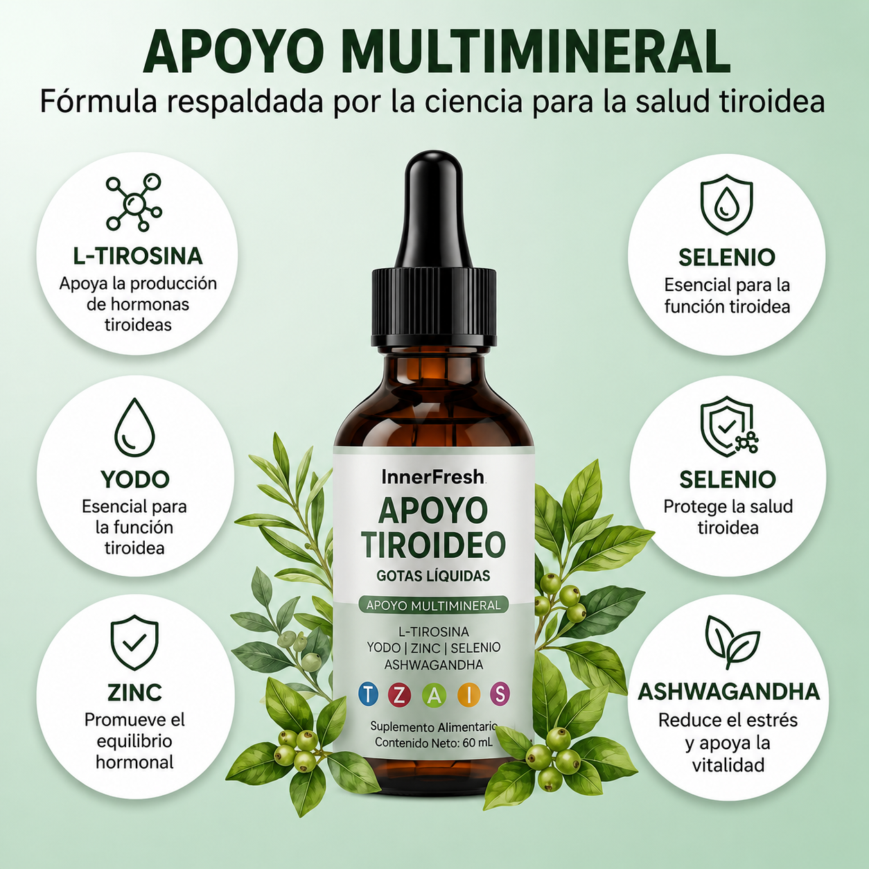 InnerFresh Thyroid | Gotas Líquidas para el Apoyo de la Tiroides