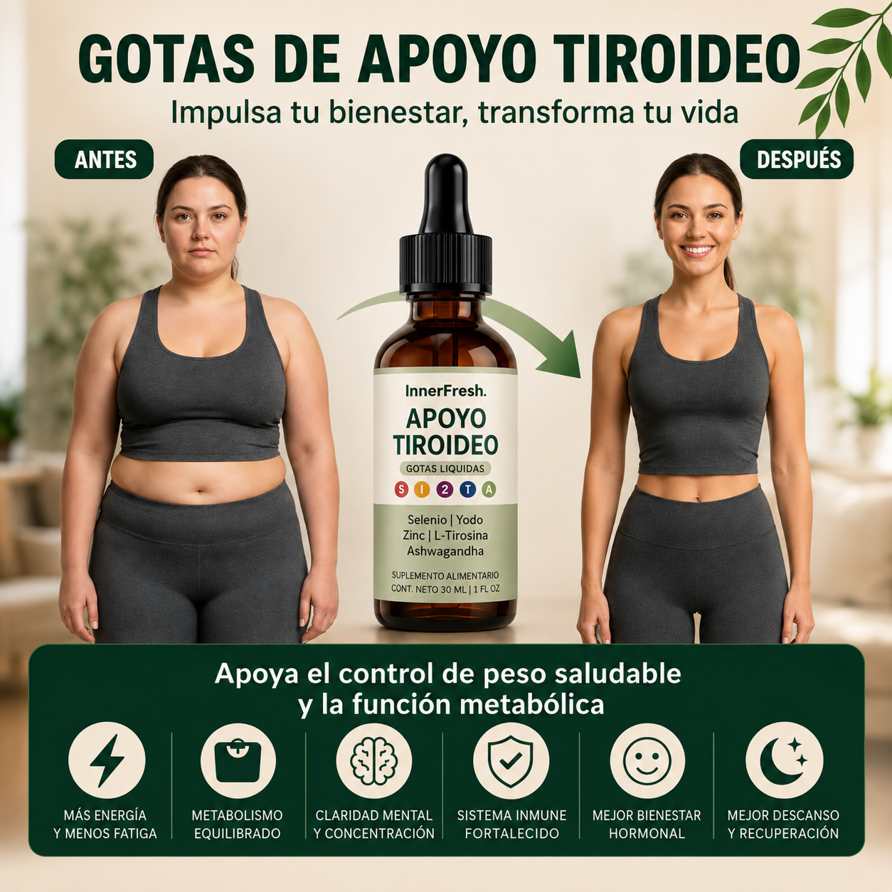 InnerFresh Thyroid | Gotas Líquidas para el Apoyo de la Tiroides