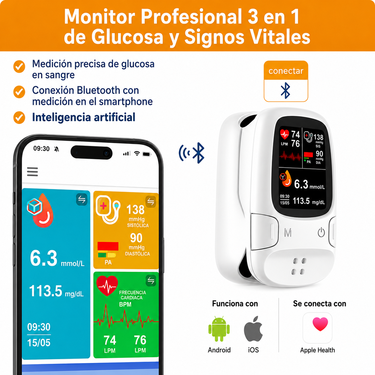 BioVita® Monitor Multifunción de Salud 3 en 1